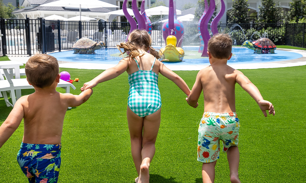 Children playing at a splashpad